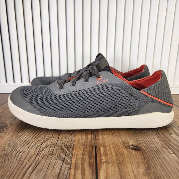 Olukai Moku Pae Mens Size 11 Grey Red Casual Mesh Boat Shoes Sneakers 10472-4EKZ main image 5